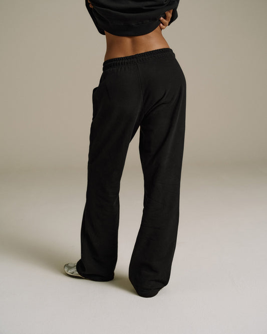 Varsity Loose Fit Straight Leg Sweatpants - Black