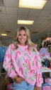 NUTCRACKER - YOUTH COLORFUL CANDY CANE CHRISTMAS SEQUINS SWEATER