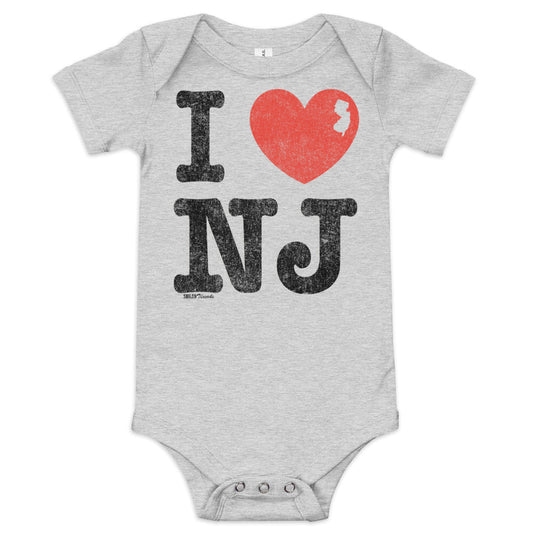 Baby I Heart NJ Retro Extra Soft One Piece | Cool New Jersey Pride Romper | Solid Threads