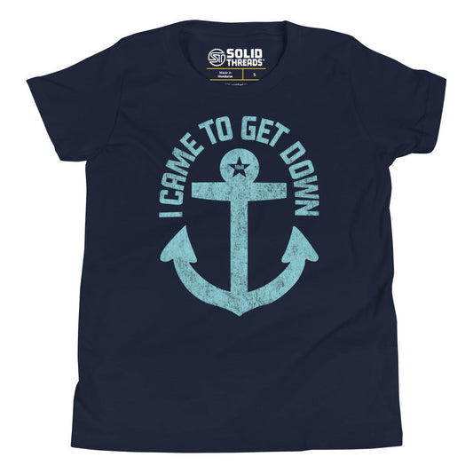 Youth I Came To Get Down Retro Extra Soft T-Shirt | Funny Anchor Kids Tee | Solid Threads