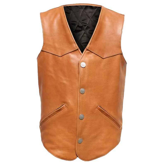 Camel Brown Men's Leather Vest