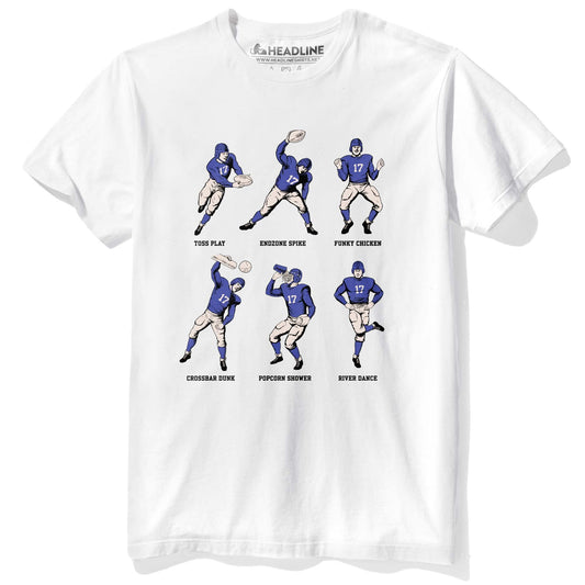 Men's Football Fundamentals Funny Graphic T-Shirt | Vintage Endzone Dances Tee | Solid Threads