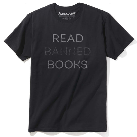 Men's Read Banned Books Designer Graphic T-Shirt | Vintage Liberal Statement Tee | Solid Threads