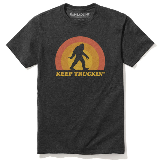 Men's Keep Truckin' Cool Graphic T-Shirt | Vintage Bigfoot Sasquatch Tee | Solid Threads
