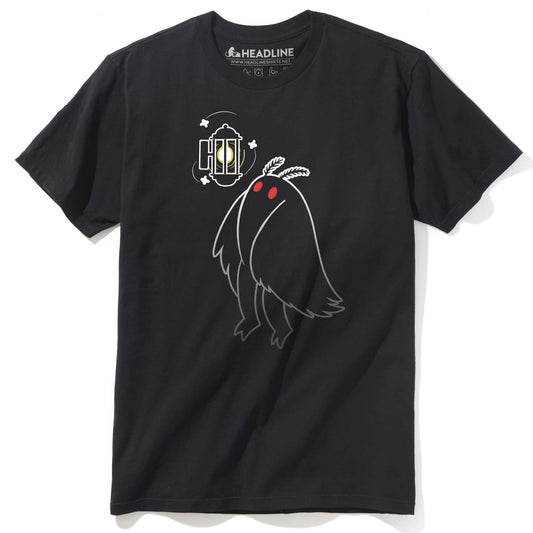 Men's Like A Mothman To A Flame Cool Graphic T-Shirt | Funny Lamp Cryptid Tee | Solid Threads