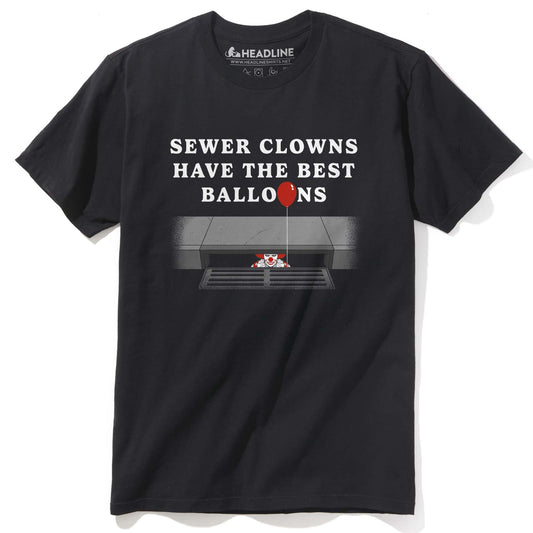 Men's Sewer Clowns Have The Best Balloons Funny Graphic T-Shirt | Cool Horror Movie Tee | Solid Threads