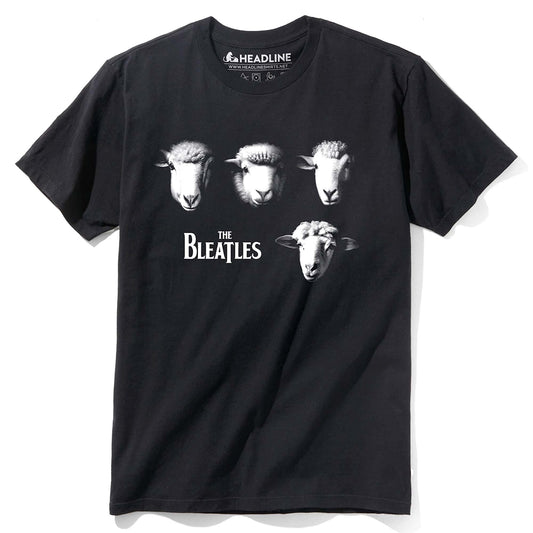 Men's The Bleatles Funny Fab 4 Graphic T-Shirt | Vintage Sheep Vinyl Album Pun Tee | Solid Threads