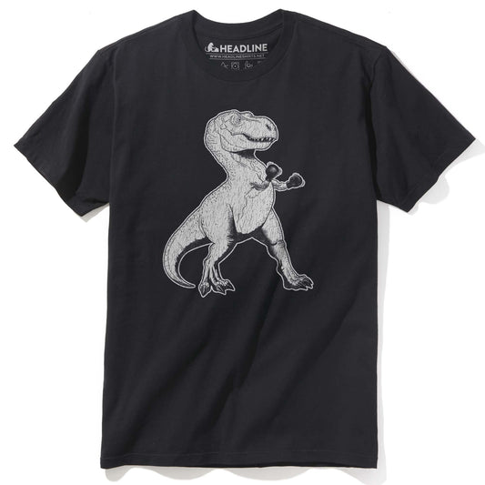 Men's Kid Dino-Mite Cool Graphic T-Shirt | Funny T-Rex Boxing Tee | Solid Threads