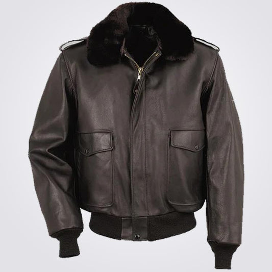 Men Brown Flying RAF A2 Leather Flight Bomber Jacket