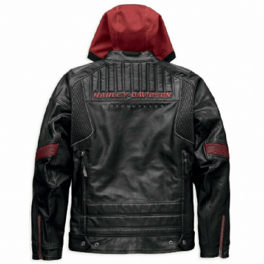 Mens Harley Davidson Motorcycle Leather Jacket with Donhill Hoodie