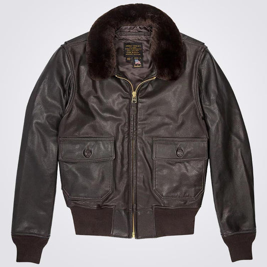 Mens Vintage Brown G-1 leather Bomber Jacket