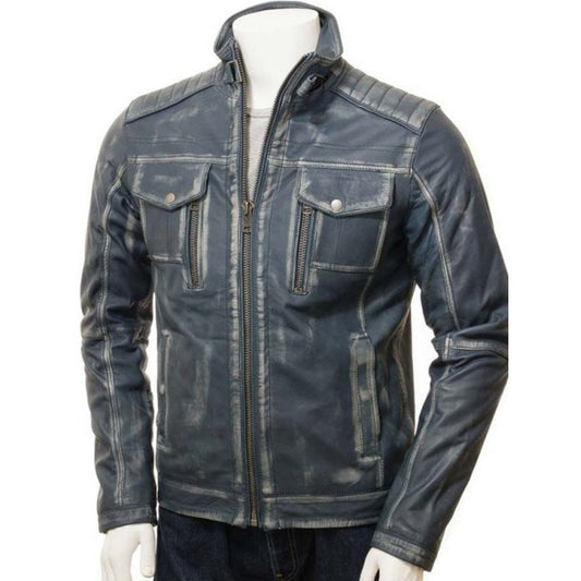 Men’s Waxed Café Racer Leather Jacket