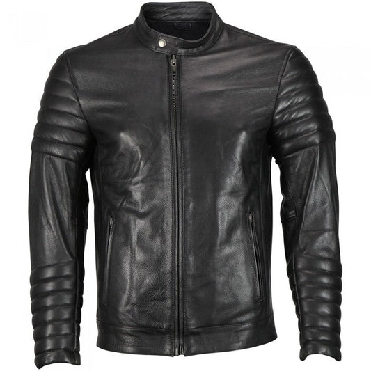 Men’s Moto Snap Collar Biker Fashion Leather jacket