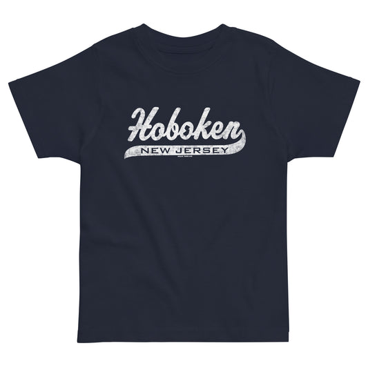 Toddler's Hoboken Script Cool Extra Soft T-Shirt | Retro New Jersey Tee | Solid Threads