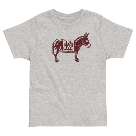 Toddler's Bad Ass Funny Animal Extra Soft T-Shirt | Cool Donkey Pun Tee | Solid Threads
