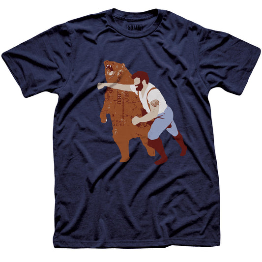Men's Bear-Punch Funny Graphic T-Shirt | Cool Animal Fight Tee | Solid Threads