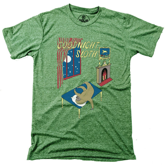 Men's Goodnight-Sloth Funny Graphic T-Shirt | Cool Sleep Moon Tee | Solid Threads
