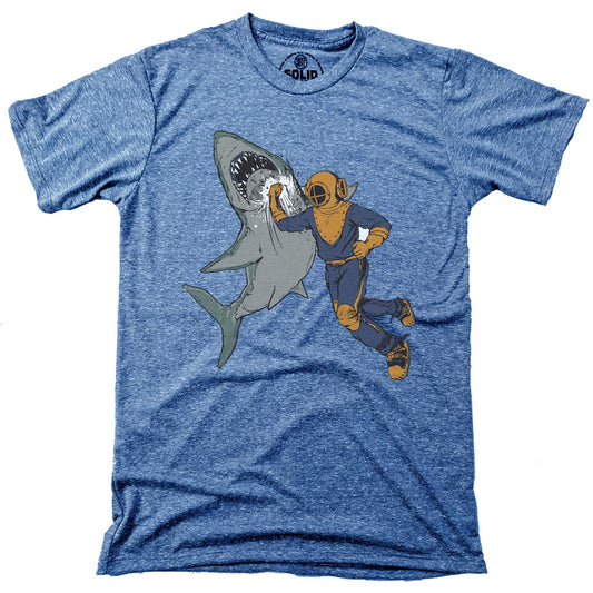 Men's Shark-Punch Funny Graphic T-Shirt | Cool Ocean Scuba Tee | Solid Threads