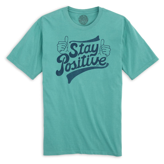 Stay Positive Cool Organic Cotton T-shirt | Retro Wholesome Happiness Tee | Solid Threads