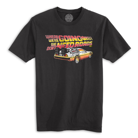Where We're Going We Don'T Need Roads Cool Organic Cotton T-shirt | Vintage 80s Movie Tee | Solid Threads