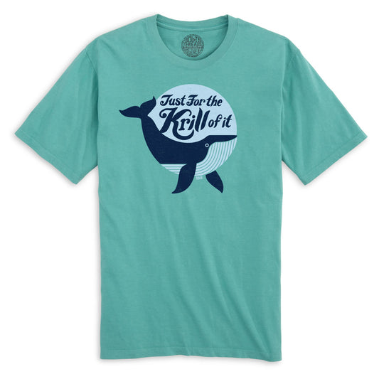 Just For The Krill Of It Retro Organic Cotton T-shirt | Funny Whale Tee | Solid Threads