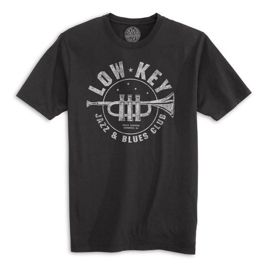 Low Key Jazz And Blues Club Cool Organic Cotton T-shirt | Vintage Music Festival Tee | Solid Threads