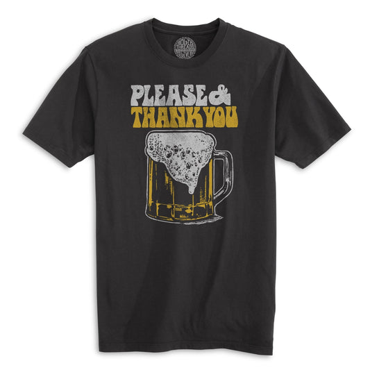 Please & Thank You Beer Vintage Organic Cotton T-shirt | Funny Drinking Tee | Solid Threads
