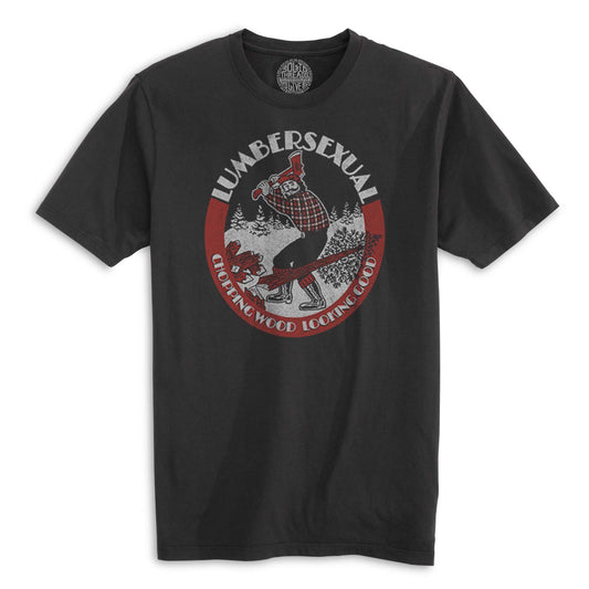 Lumbersexual Chopping Wood Looking Good Vintage Organic Cotton T-shirt | Funny Lumberjack Tee | Solid Threads