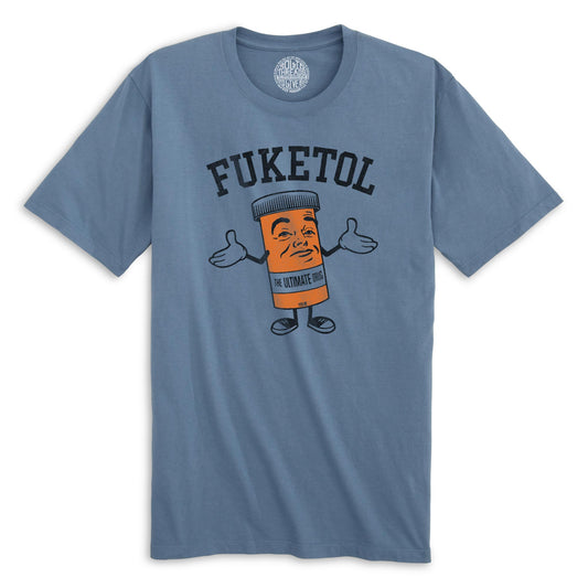 Fuketol Retro Organic Cotton T-shirt | Funny Pill Bottle Tee | Solid Threads