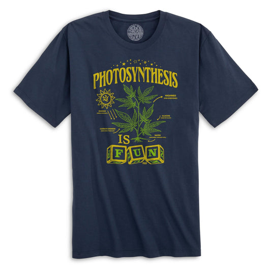 Photosynthesis Is Fun Vintage Organic Cotton T-shirt | Funny Marijuana Tee On Model | Solid Threads