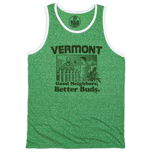Men's Vermont Better Buds Vintage Graphic Tank Top | Funny Marijuana T-shirt | Solid Threads