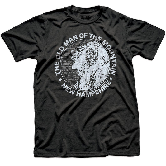 Men's Old Man Mountain Cool Graphic T-Shirt | Vintage New Hampshire Hiking Tee | Solid Threads