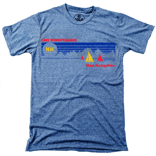 Men's Lake Winnepski Cool Graphic T-Shirt | Vintage New Hampshire Sailing Tee | Solid Threads