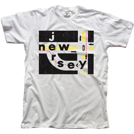 Men's Jersey Jughandle Funny Graphic T-Shirt | Vintage Nj Driving Tee | Solid Threads