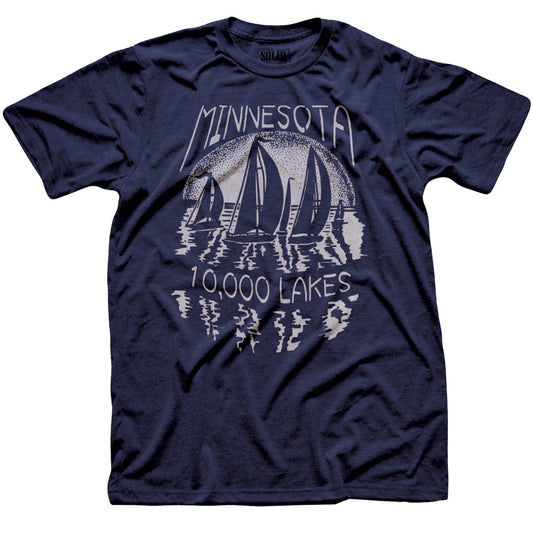 Men's 10K Lakes Cool Graphic T-Shirt | Vintage Minnesota Nature Tee | Solid Threads