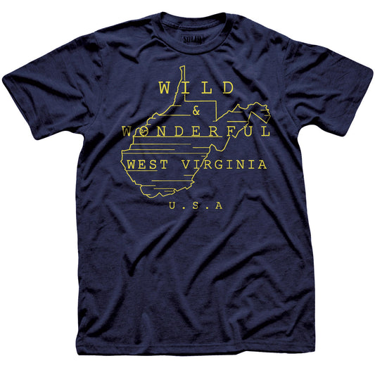 Men's Wild And Wonderful Cool Graphic T-Shirt | Vintage West Virginia Outlaws Tee | Solid Threads