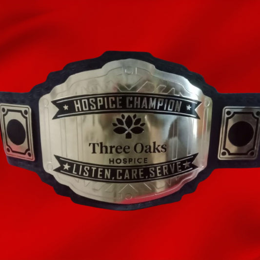 Custom Name and Three Oaks Logo Med Care Wrestling Championship Belt