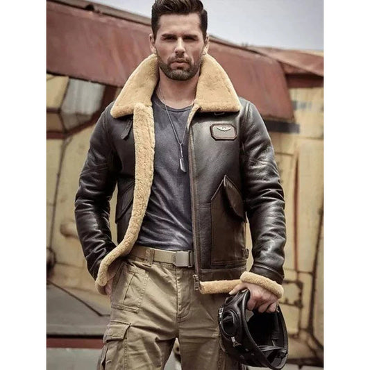 Men’s B3 Aviator Dark Brown Shearling Jacket