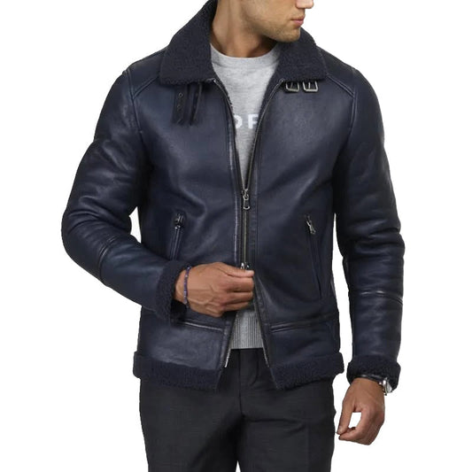 Men's Blue Aviator Jacket