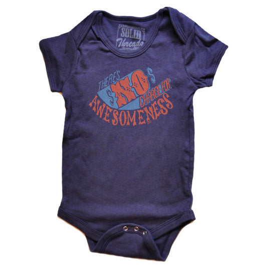 Cute Baby No Charge for Awesomeness Retro Graphic One Piece | Funny Money Romper | Solid Threads