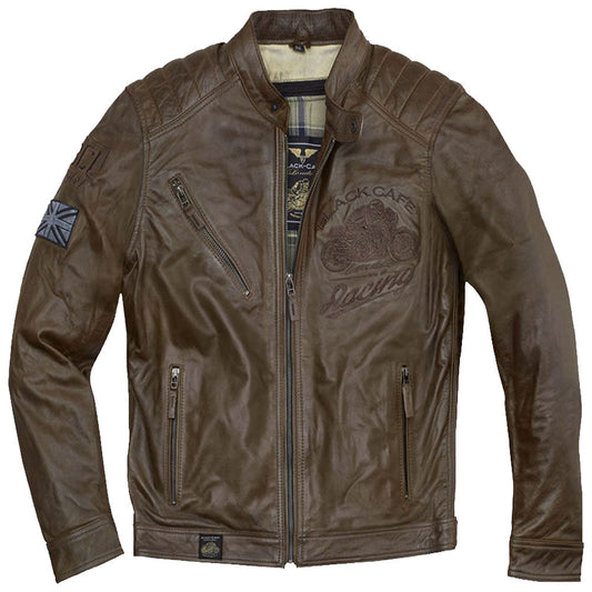 Black Cafe London Houston Motorcycle Leather Jacket for Men