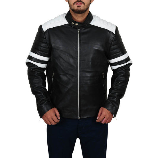 Mens Simple Black Biker Jacket