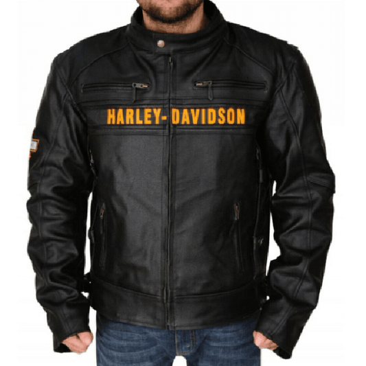 Harley Davidson Black Motorcycle Biker Vented Jacket