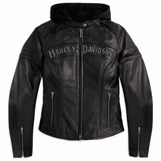 Harley-Davidson Women's Miss Enthusiast Triple Vent Leather Jacket Black