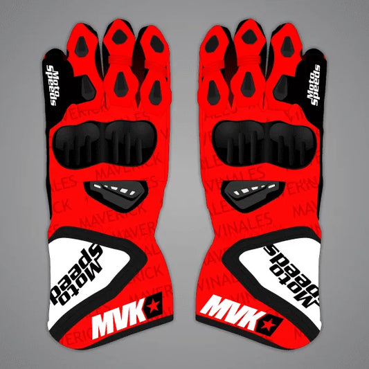 Maverick Vinales Black Red Motorcycle Gloves MotoGP 2024