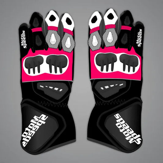 Pink and Black Motorcycle Gloves Alex Lowes SBK 2023