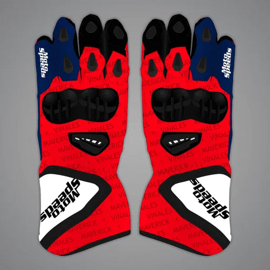 Red Biker Gloves Maverick Vinales MotoGP 2023