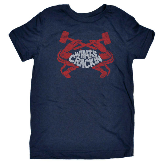 Kids Crackin' Crab Retro Beach Vacation Graphic T-Shirt | Funny Seafood Feast Tee | Solid Threads