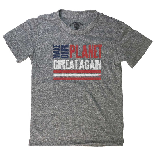 Kids Make Our Planet Great Again Cool Graphic T-Shirt | Cute World Peace Tee | Solid Threads