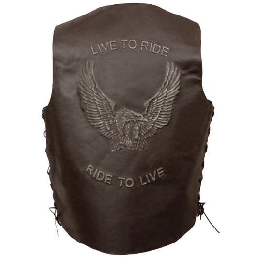 Men’s Ride To Live Embroidered Side Laces Retro Brown Vest